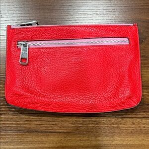 J.Crew 100% Leather Clutch in Redish Orange and Pink